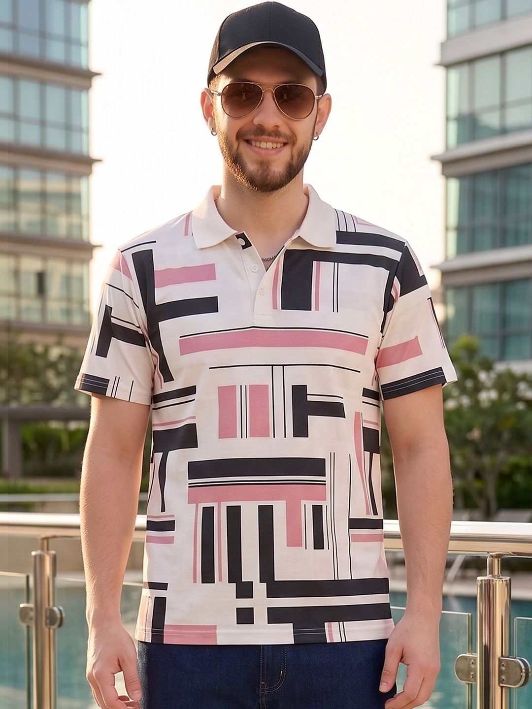 Mast & Harbour Men Printed Polo Collar T-shirt