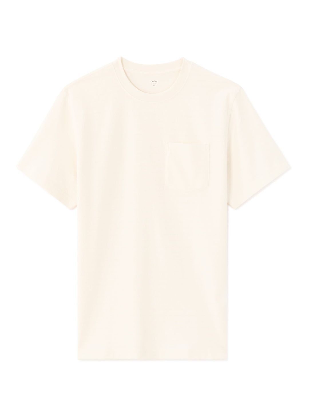 Celio Celio Men Off White Solid Regular Fit Cotton Tshirts