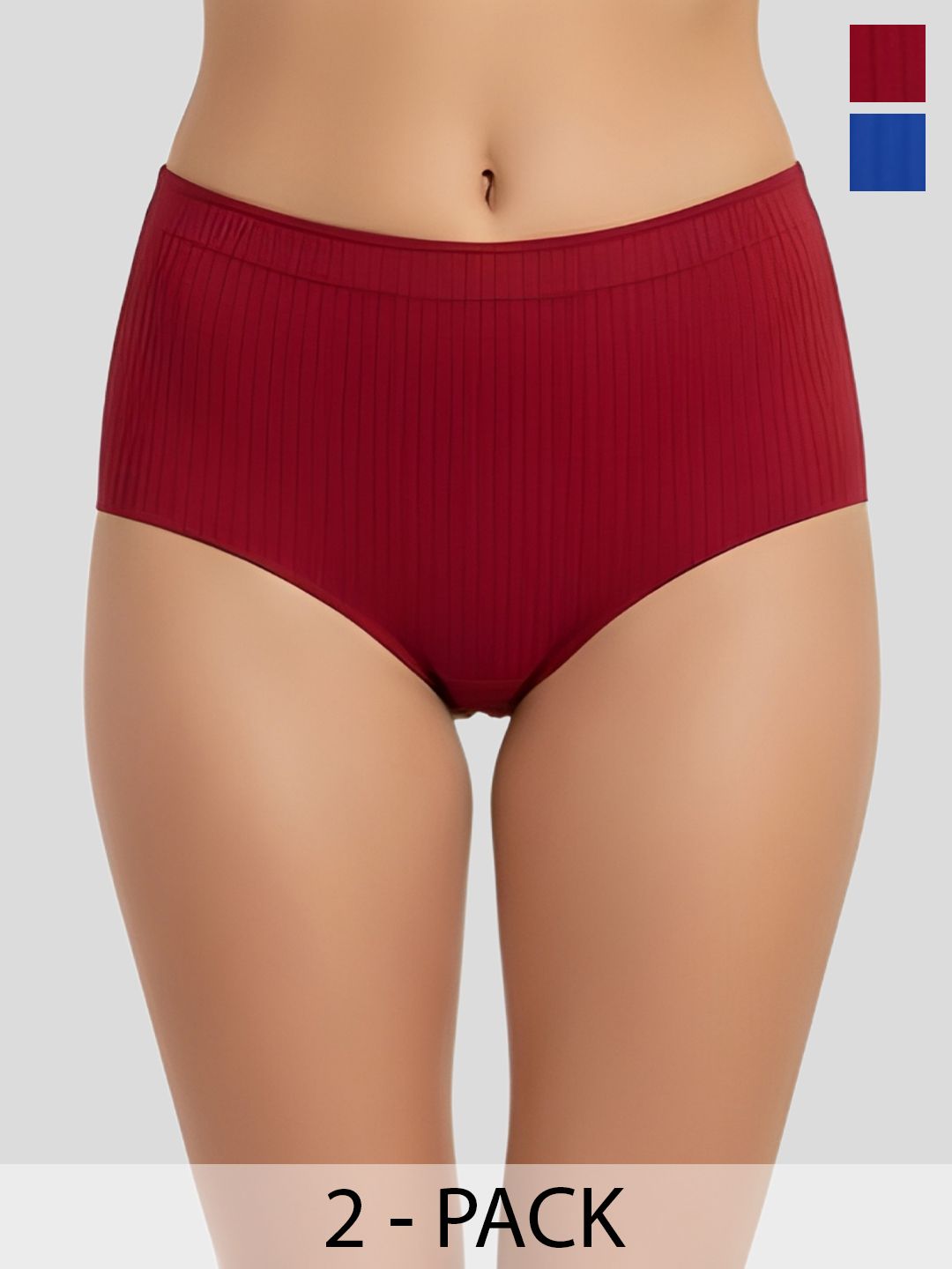 Liigne Women Pack of 2 Self Design Cotton Basic Briefs