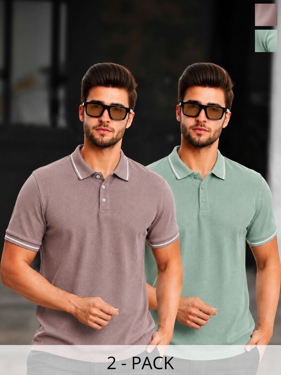 MACK JONNEY Men 2 Polo Collar T-shirt