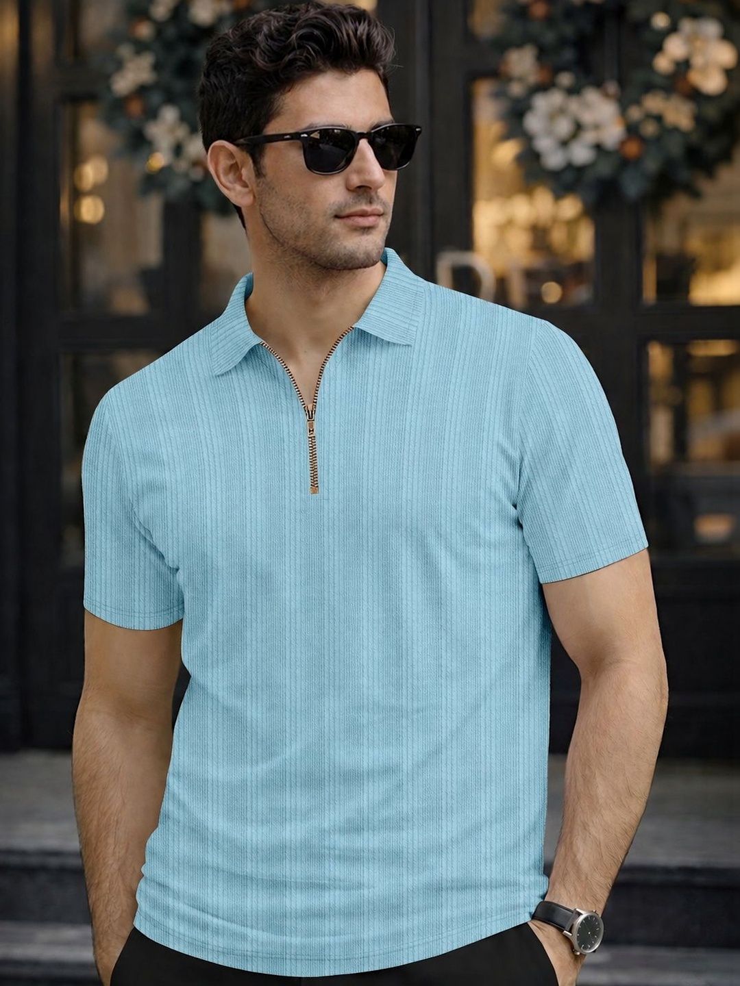 COMBRAIDED Men Polo Collar T-shirt