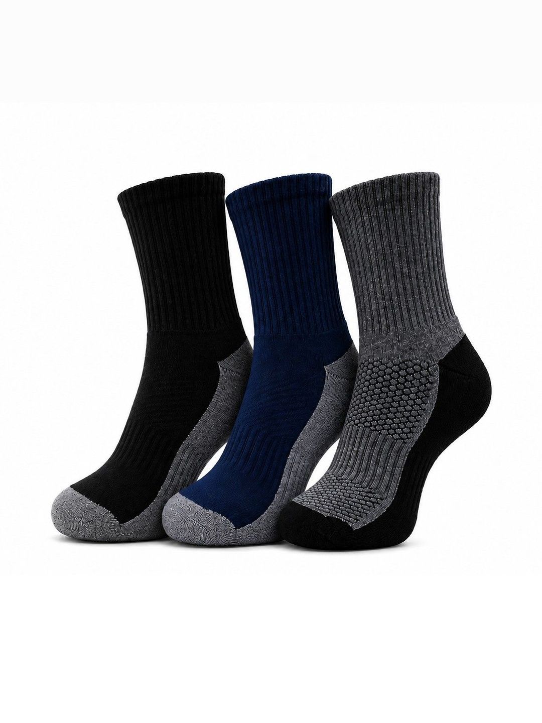 Dollar Men Pack of 3 Cotton Assorted Colourblocked Calf Length Socks
