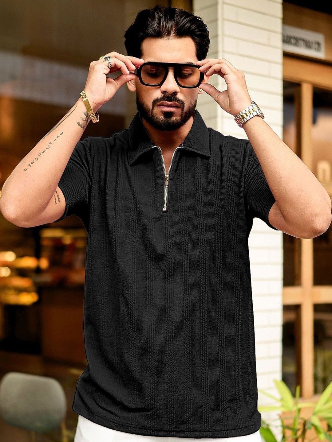 COMBRAIDED Men Polo Collar T-shirt