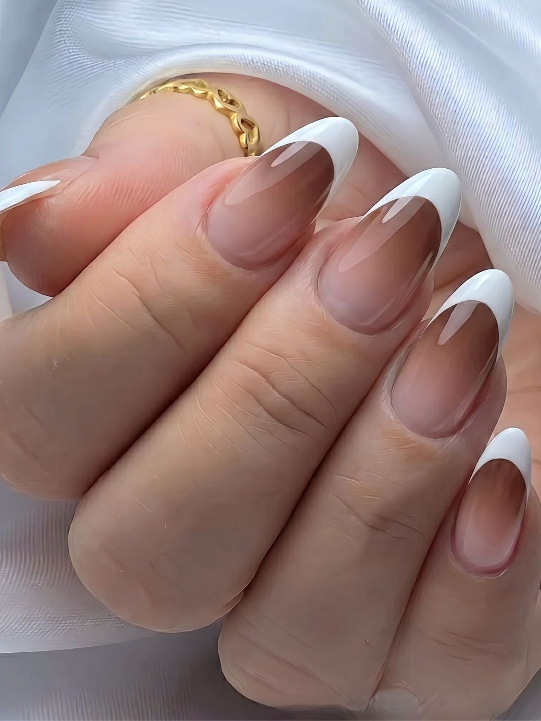 LICK Set Of 12 Pcs White Almond Shape Reusable Artificial Nails