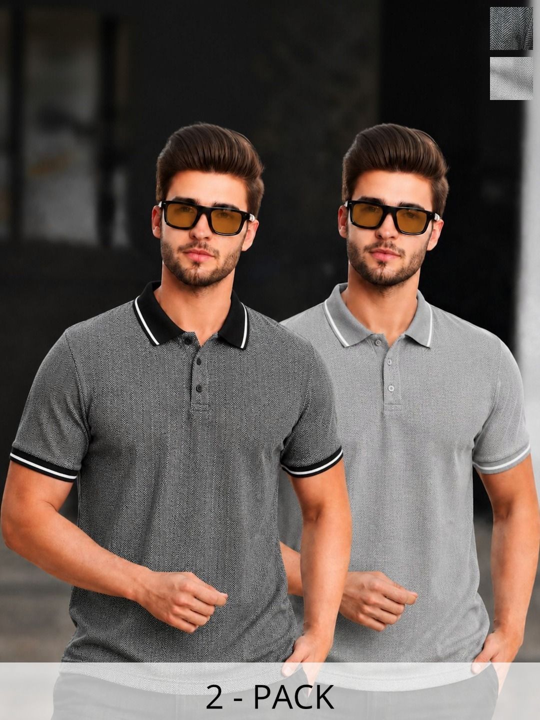 MACK JONNEY Men 2 Polo Collar T-shirt