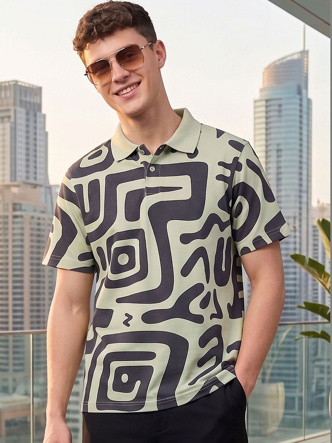 Mast & Harbour Men Printed Polo Collar T-shirt