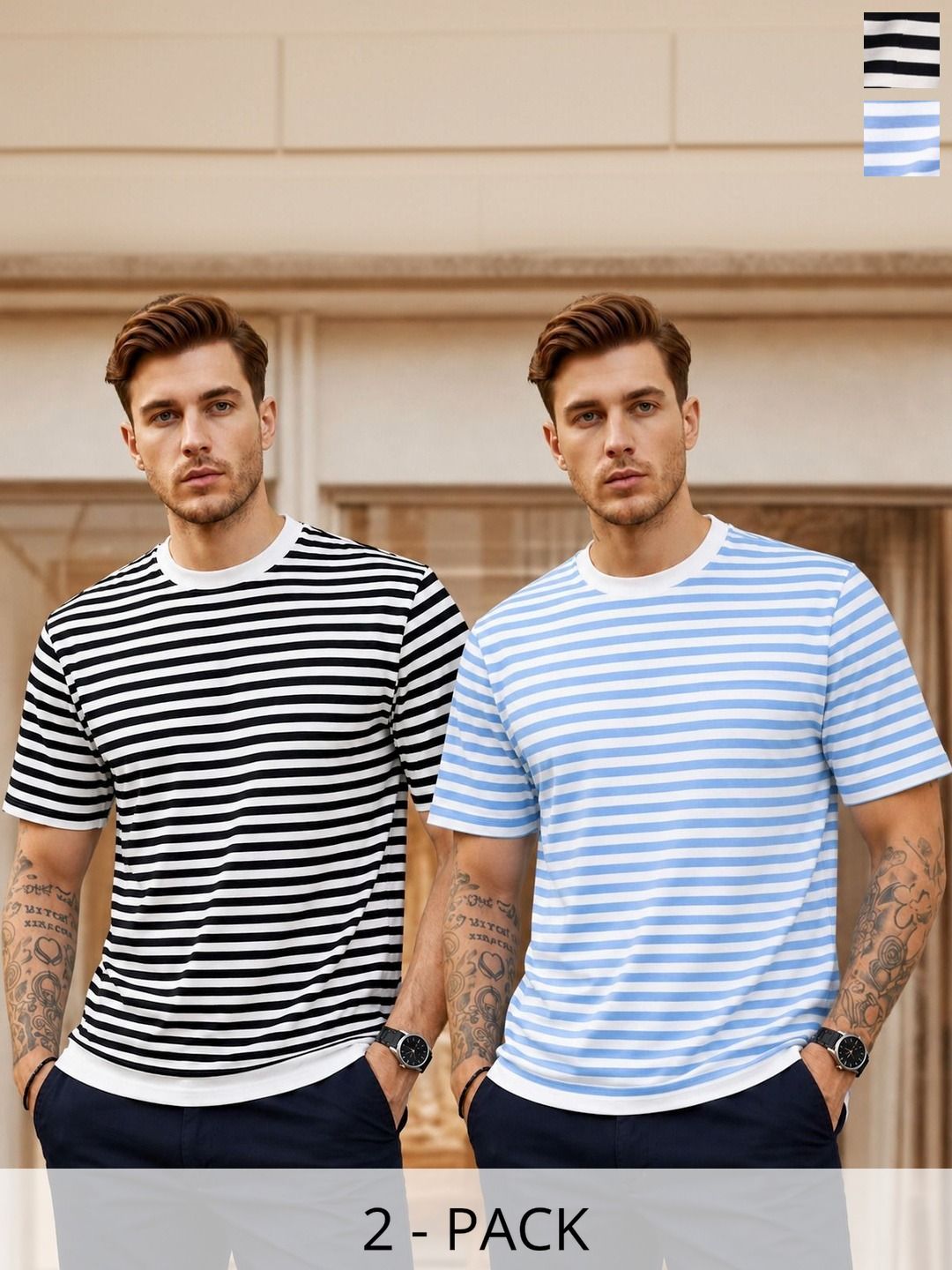 MACK JONNEY Men 2 Striped Pockets T-shirt