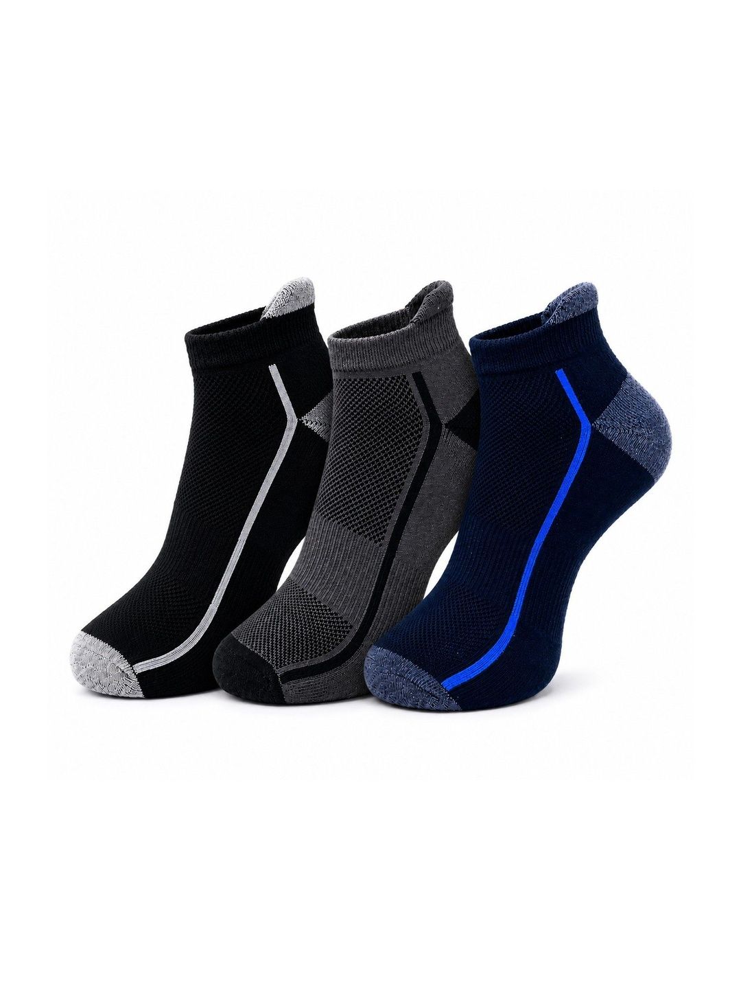Dollar Men Pack of 3 Cotton Assorted Colourblocked Ankle Length Socks