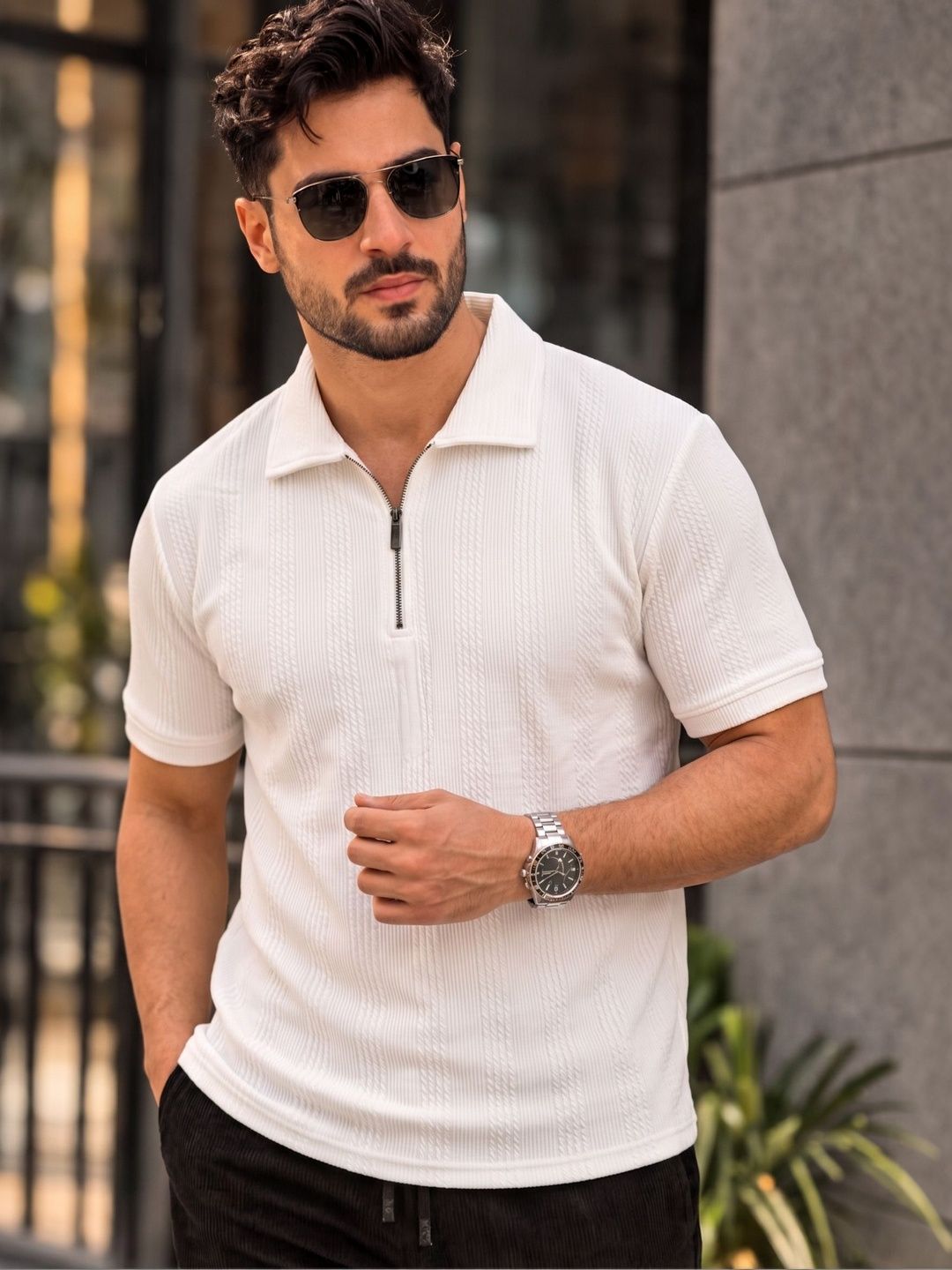 THE BEETEL HOUSE Men Polo Collar T-shirt