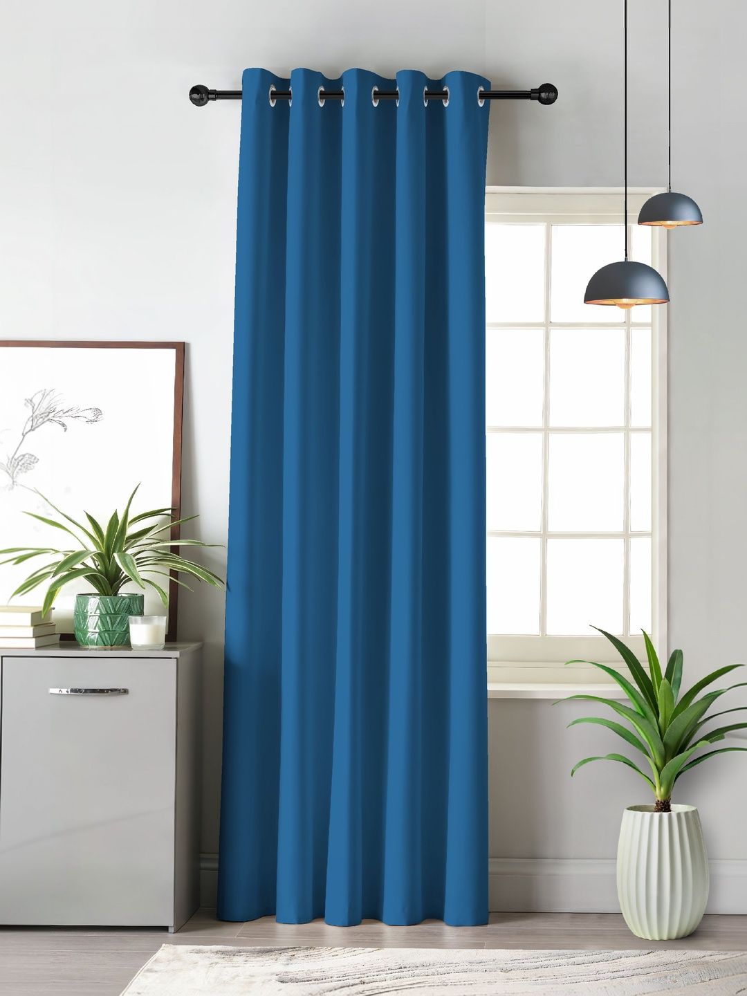 CASABLEU Teal Black Out Long Door Curtain