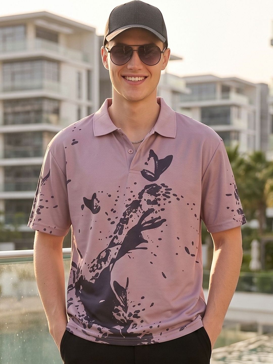 Mast & Harbour Men Printed Polo Collar T-shirt