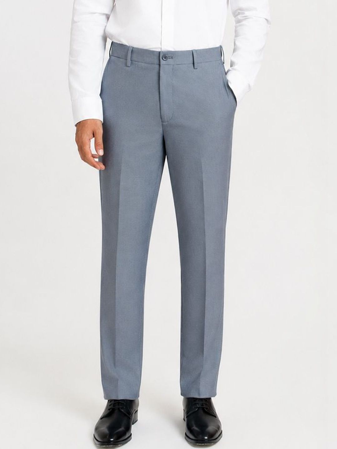 Grey Relaxed Checks Trousers The Pant Project Men Relaxed Wrinkle Free Trousers