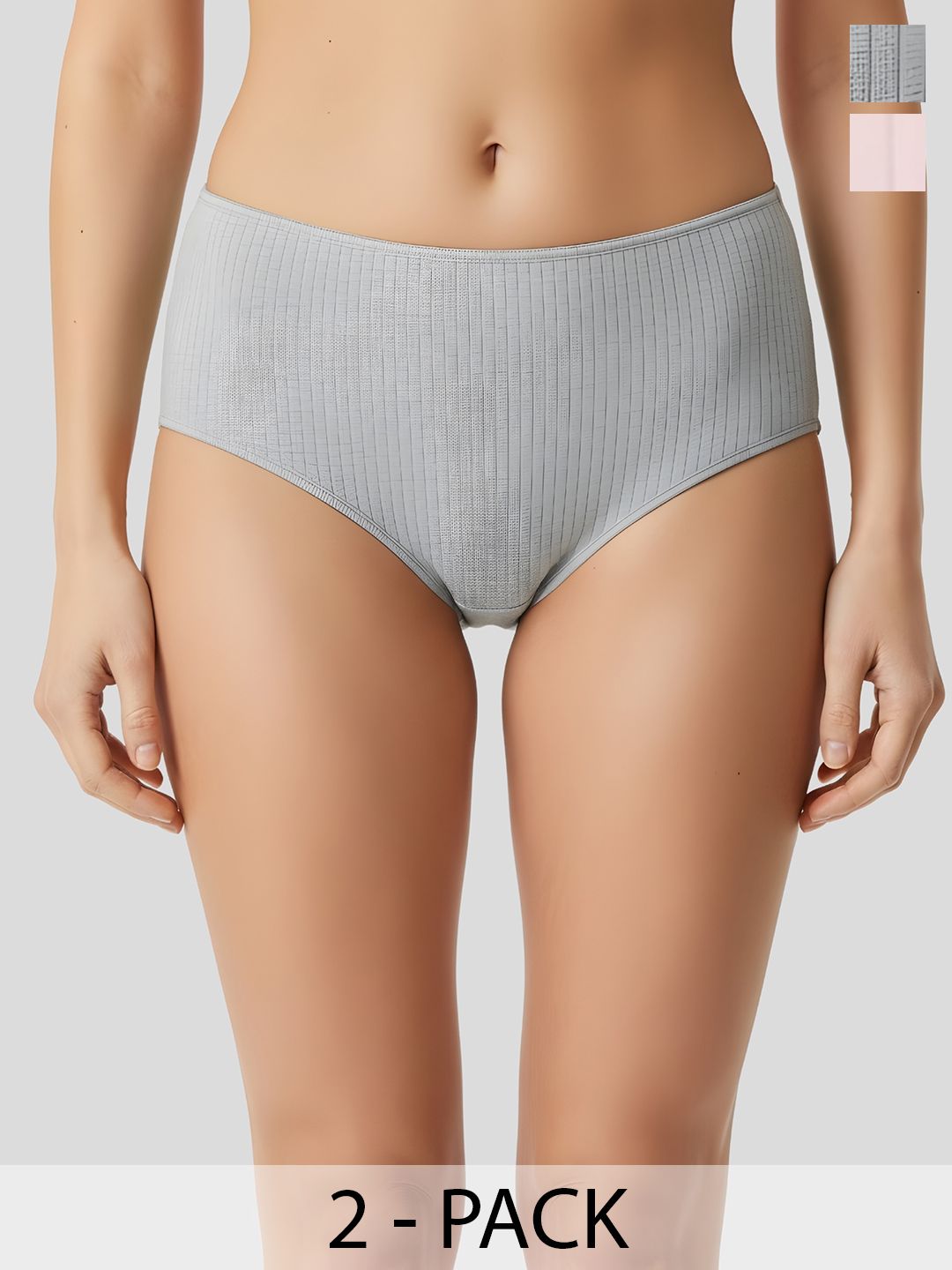 Liigne Women Pack of 2 Self Design Cotton Basic Briefs