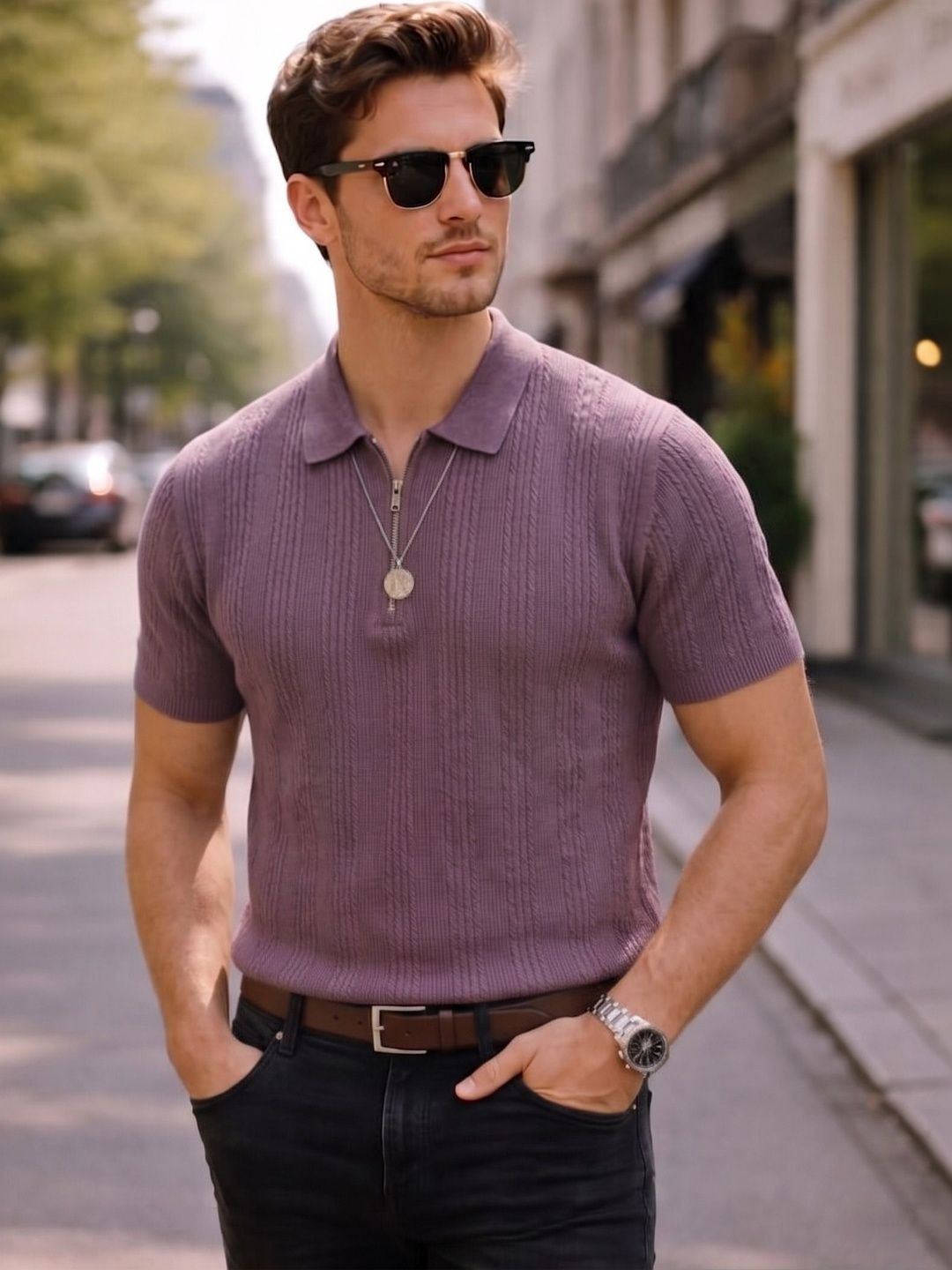 SZN Men Polo Collar T-shirt