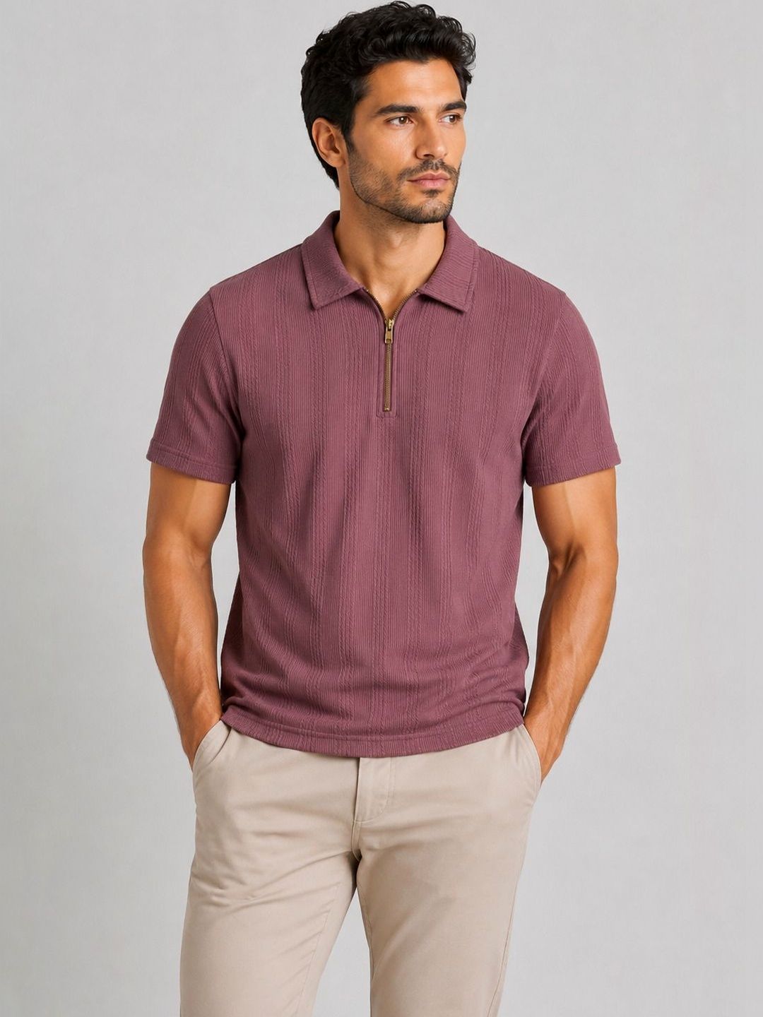 THE BEETEL HOUSE Men Polo Collar T-shirt