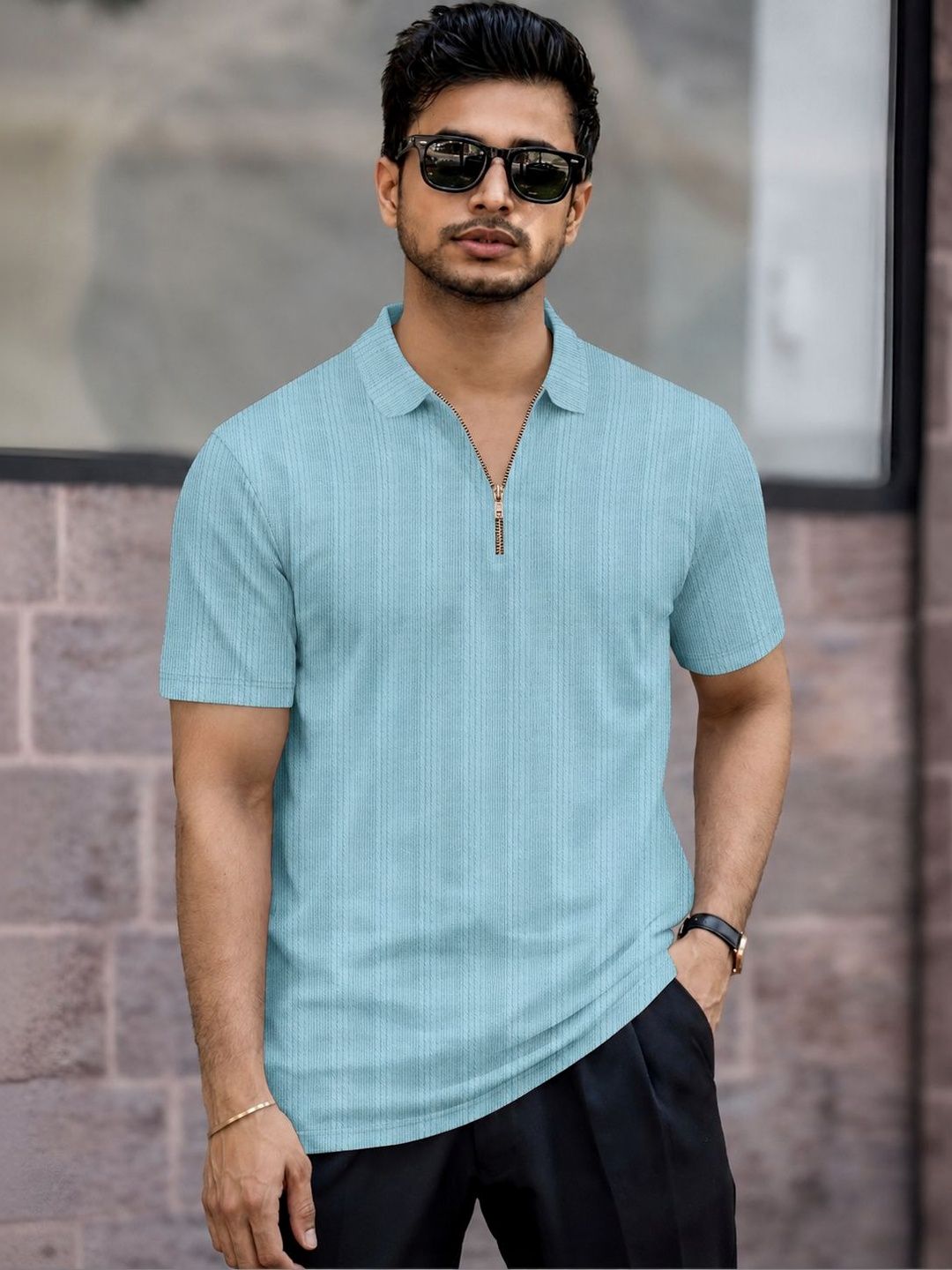 COMBRAIDED Men Polo Collar T-shirt