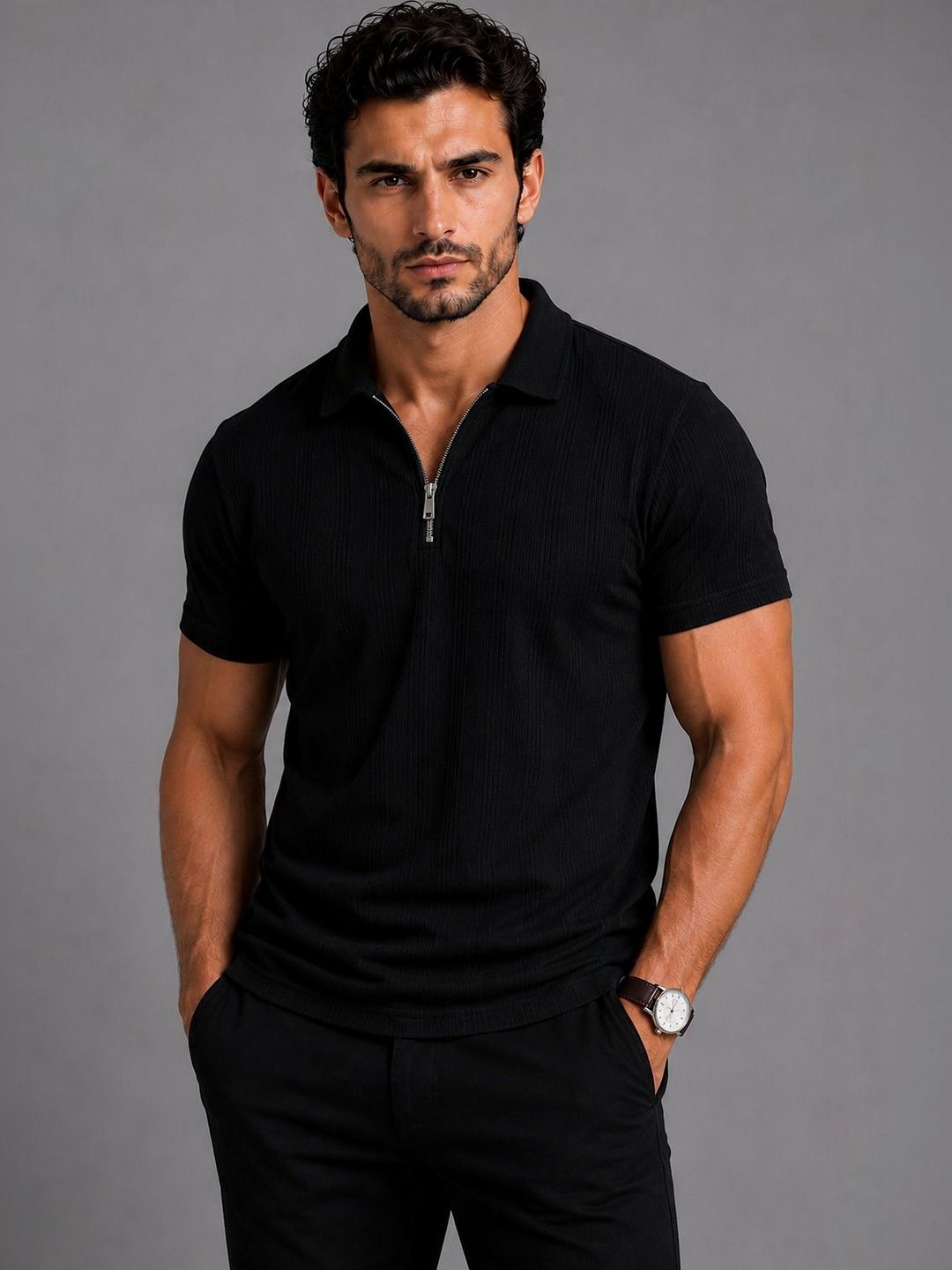 THE BEETEL HOUSE Men Polo Collar T-shirt
