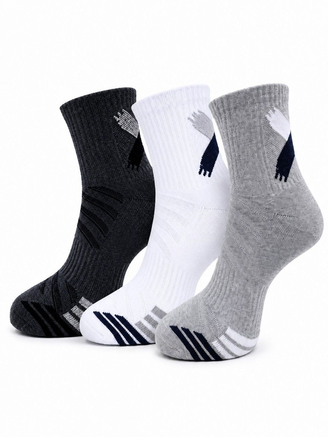 Dollar Men Pack of 3 Cotton Assorted Patterned Above Ankle Socks