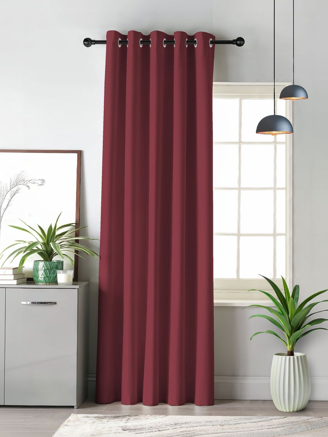 CASABLEU Burgundy Black Out Long Door Curtain