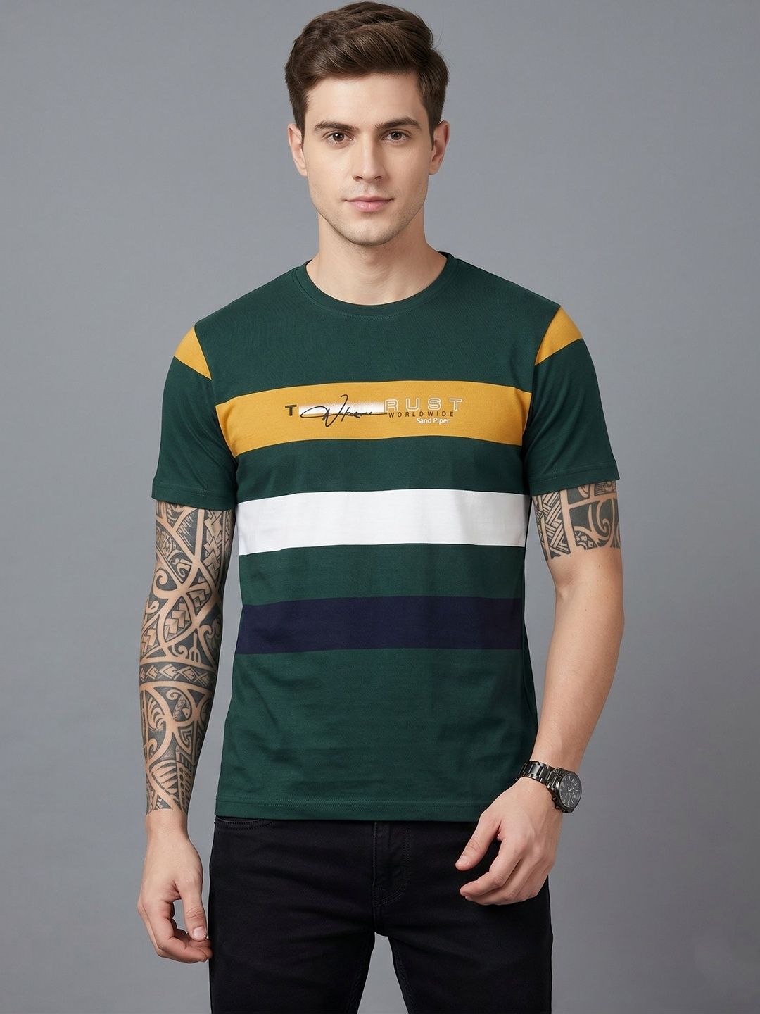 SANDPIPER Men Brand Logo Colourblocked T-shirt