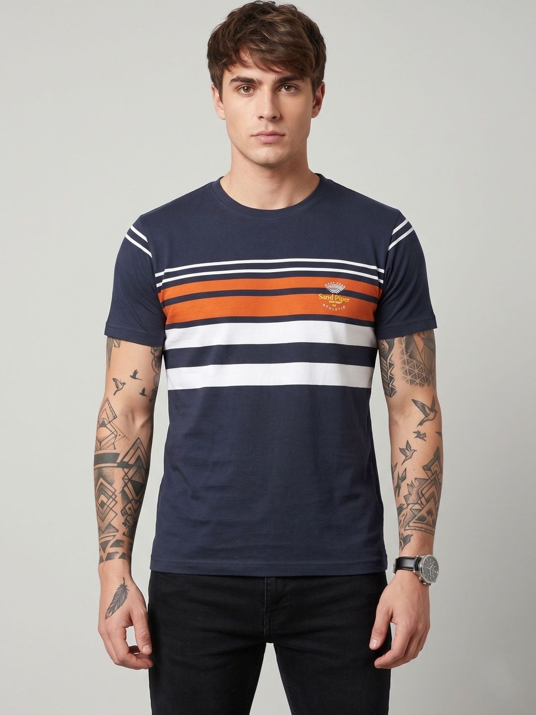 SANDPIPER Men Striped T-shirt
