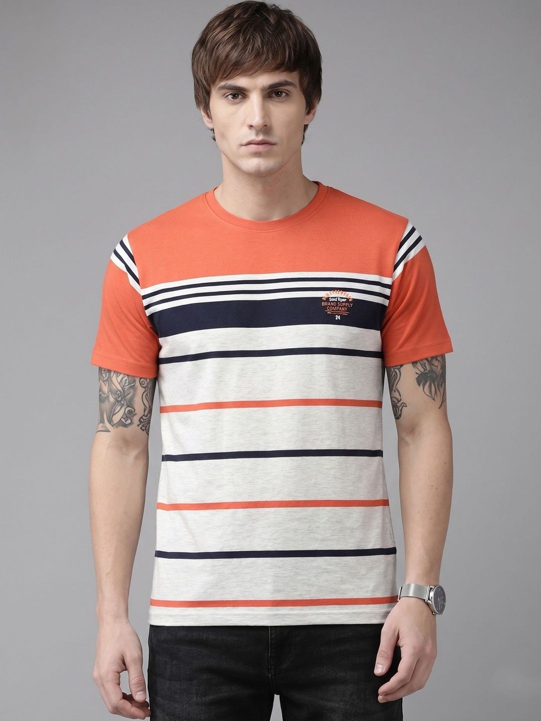 SANDPIPER Men Striped T-shirt