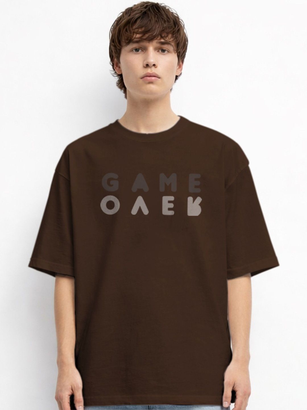 The Roadster Lifestyle Co Printed Organic Cotton Round Neck Oversized Tshirt