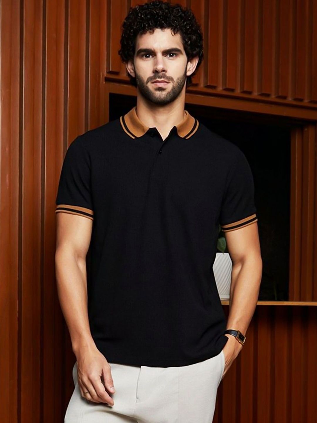 THE BEETEL HOUSE Men Polo Collar T-shirt