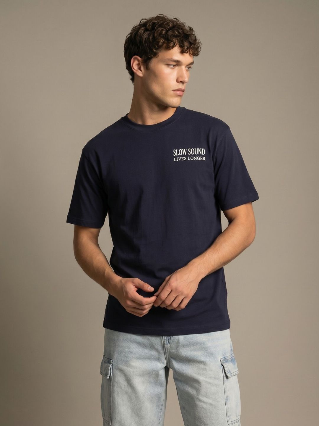 glitchez Vinyl Sounds Better Typography Printed Relaxed Fit T-shirt