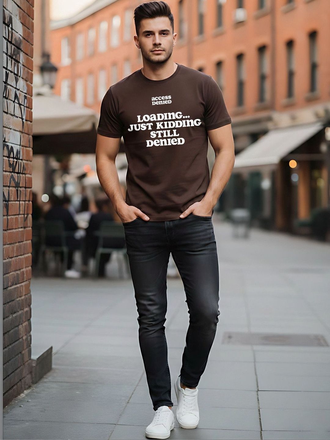 SYMBLANCE Men Typography Printed T-shirt