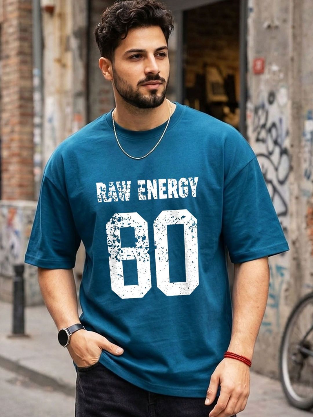 THE BEETEL HOUSE Men Typography Printed Drop-Shoulder Sleeves T-shirt