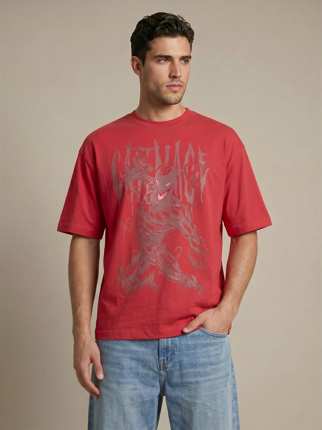 glitchez Venom Graphic Printed Oversized Fit T-shirt
