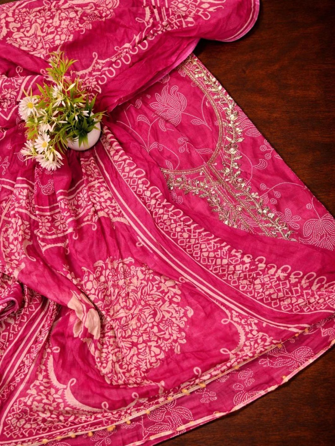 EJS Embroidered Pure Cotton Unstitched Pure Cotton Dress Material