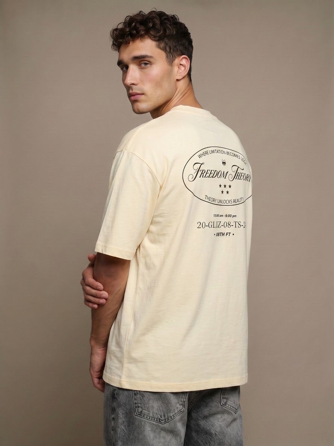glitchez Freedom Theory Typography Oversized Fit T-shirt