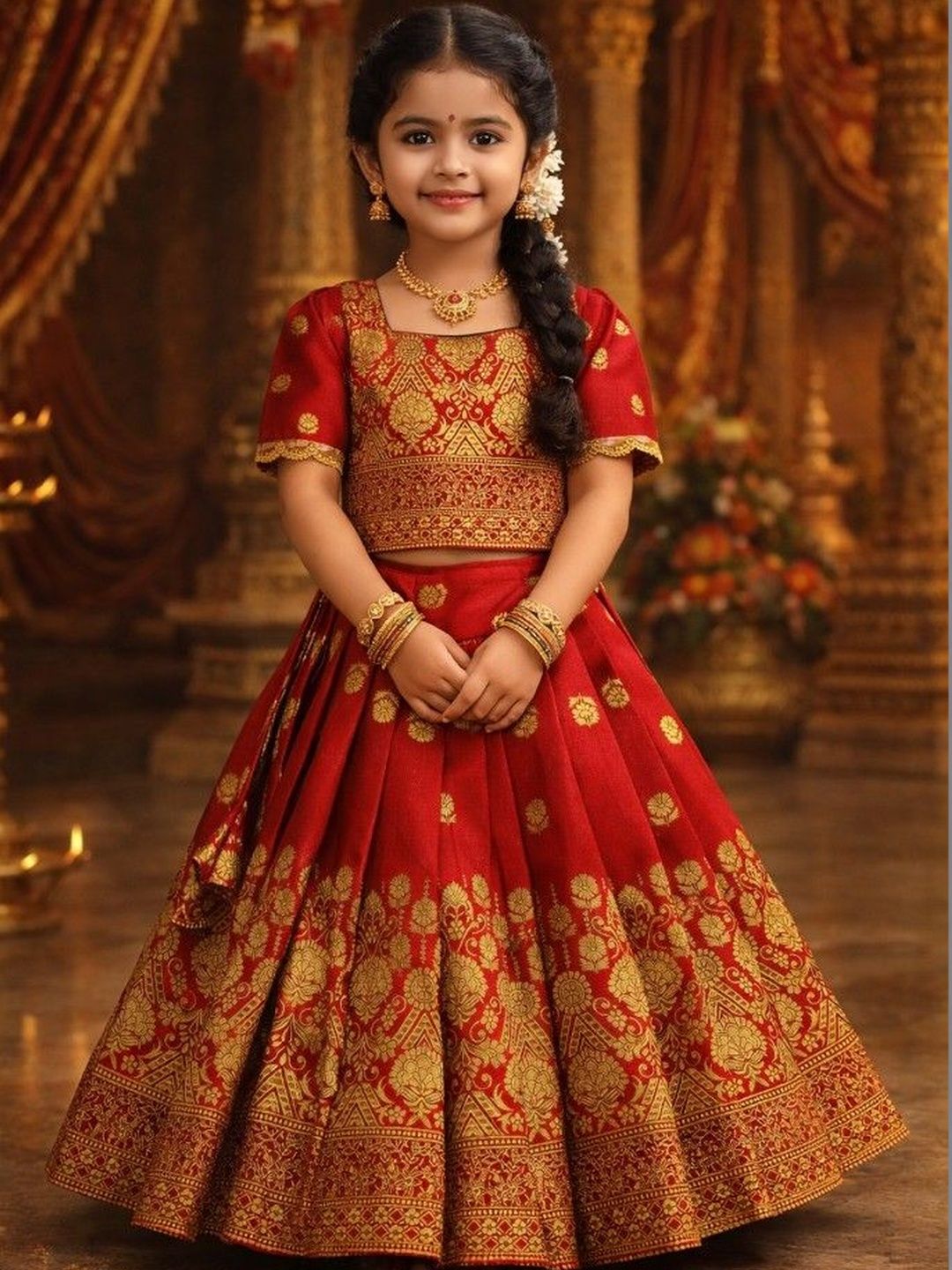 Xepon Girls Embroidered Ready to Wear Lehenga &
