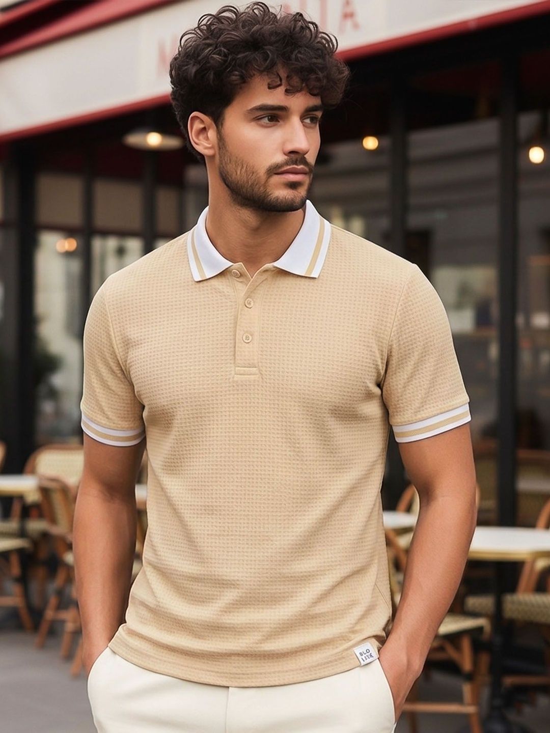 THE BEETEL HOUSE Men Polo Collar T-shirt