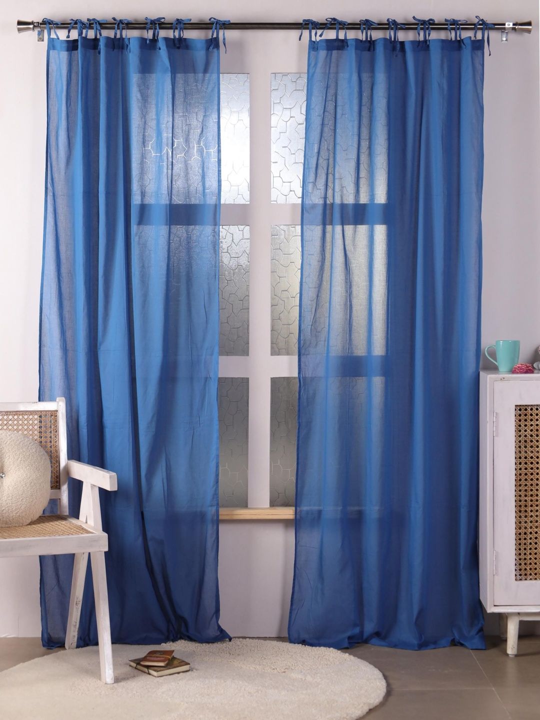 Gulaab Jaipur Blue Set of 2 Sheer Window Curtain