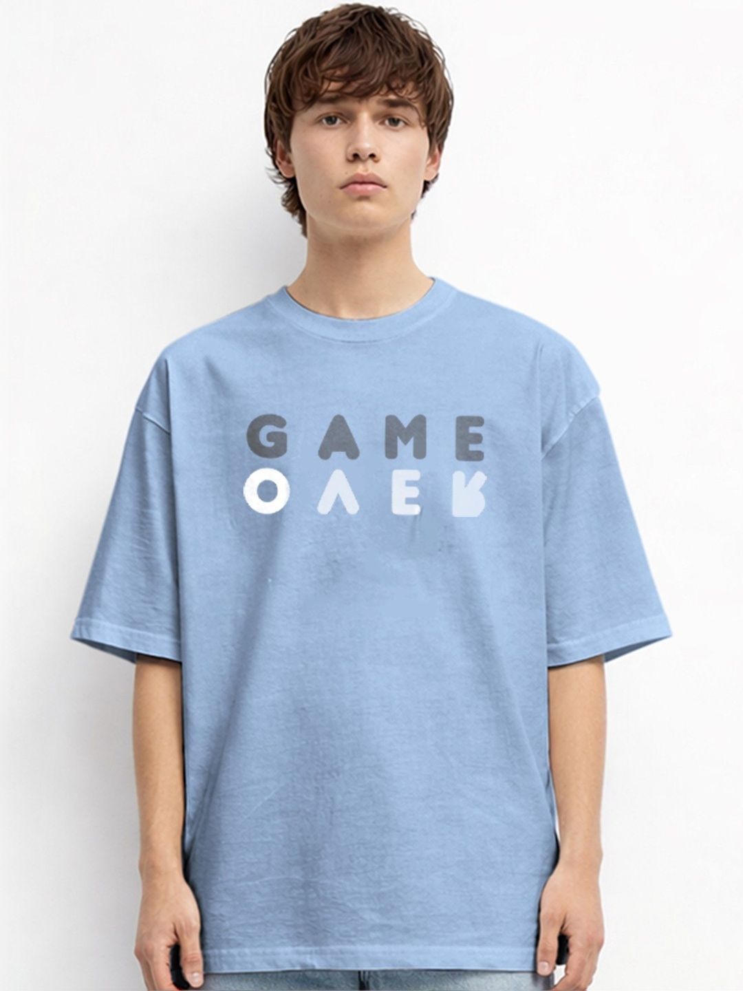 The Roadster Lifestyle Co Printed Organic Cotton Round Neck Oversized Tshirt