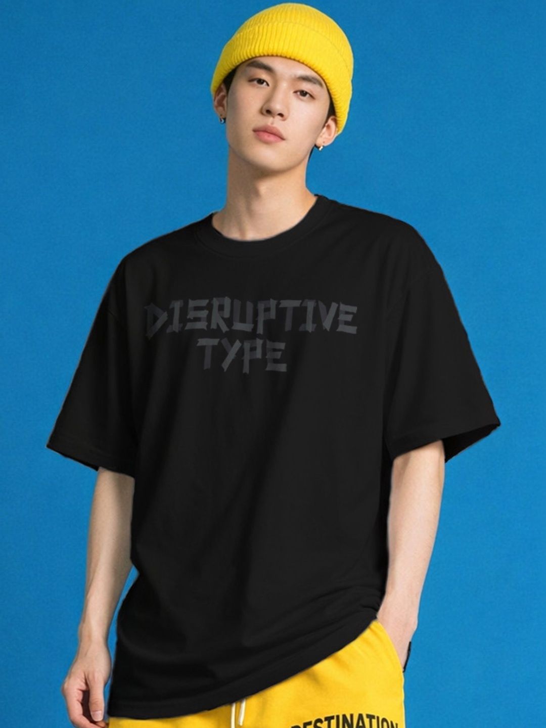 The Roadster Lifestyle Co Printed Organic Cotton Round Neck Oversized Tshirt