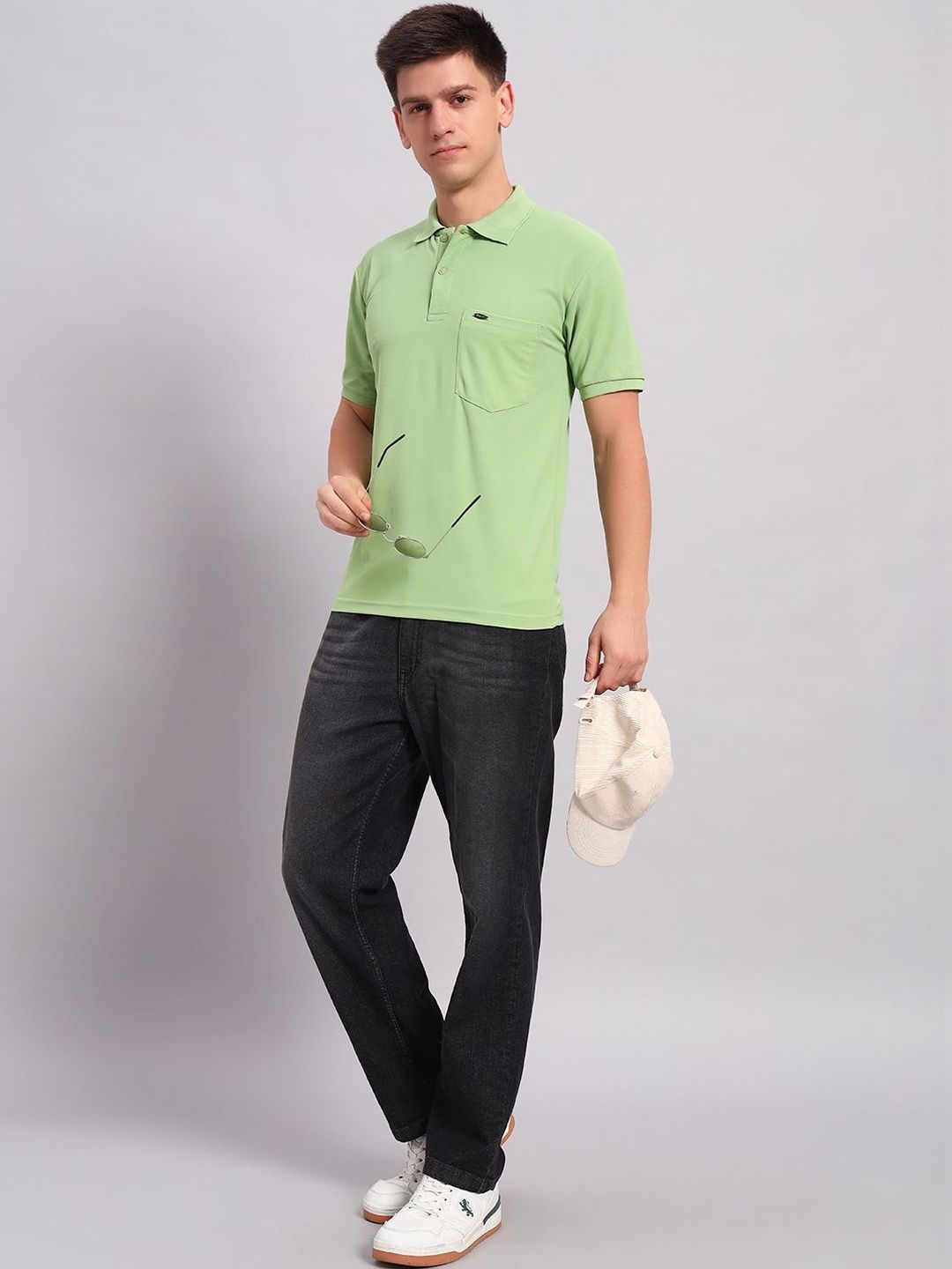 Resilience Lime Green Polo Collar Regular Fit T-shirt