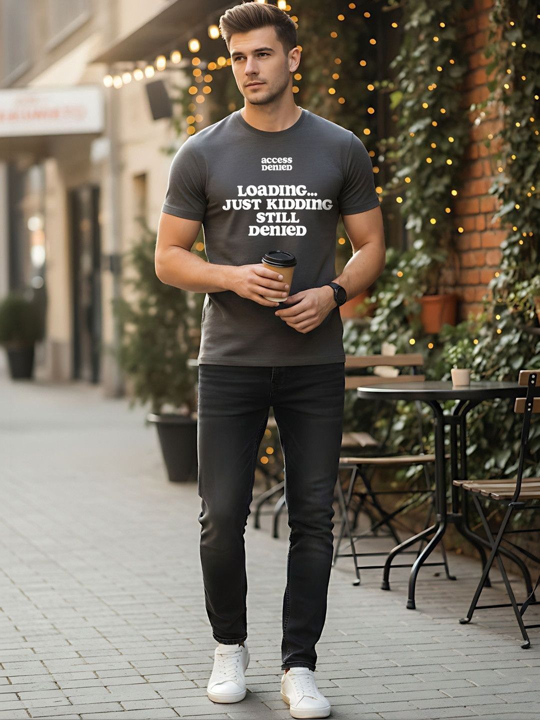 SYMBLANCE Men Typography Printed T-shirt