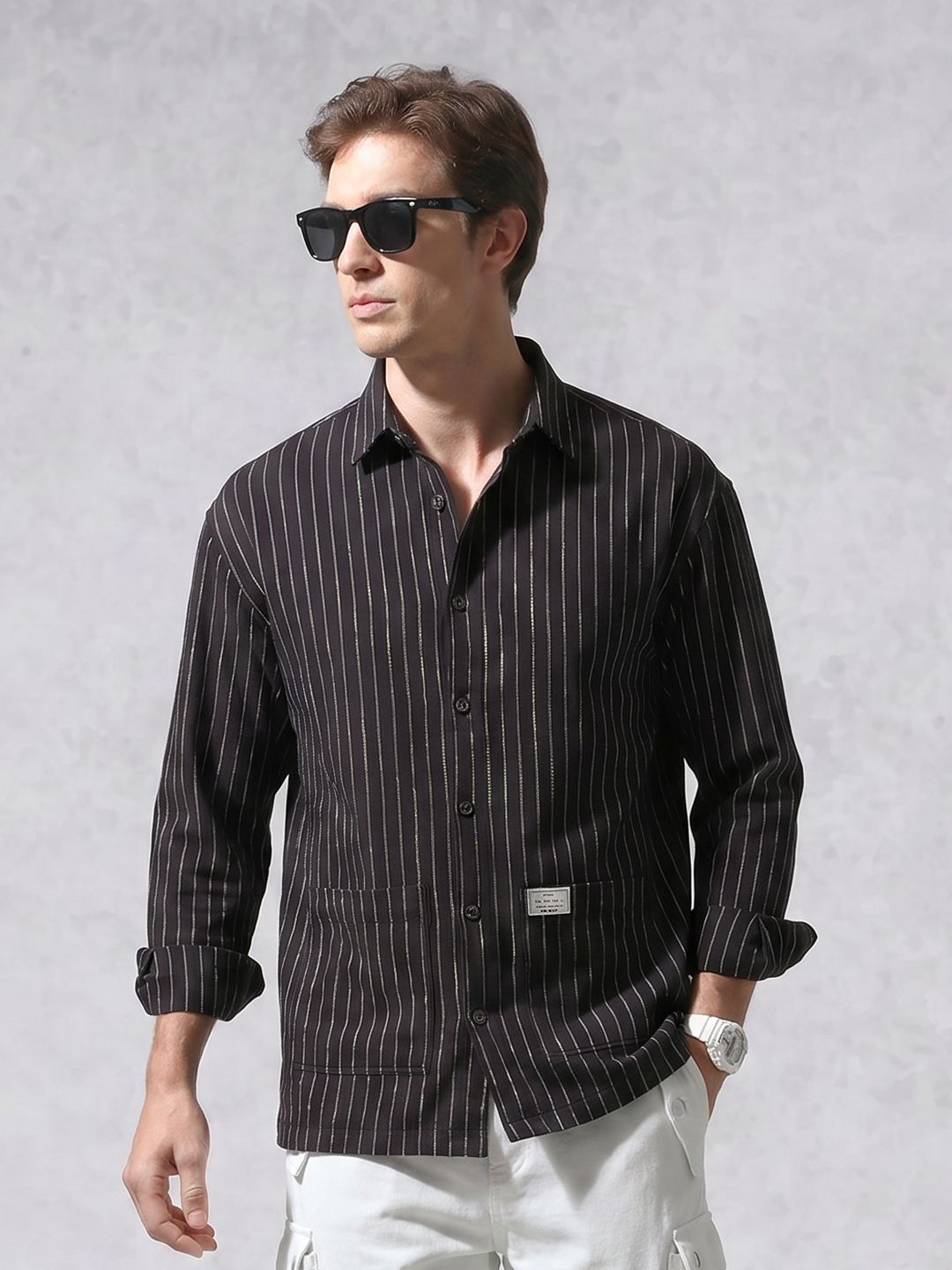 WROGN Oversized Striped Casual Shirt