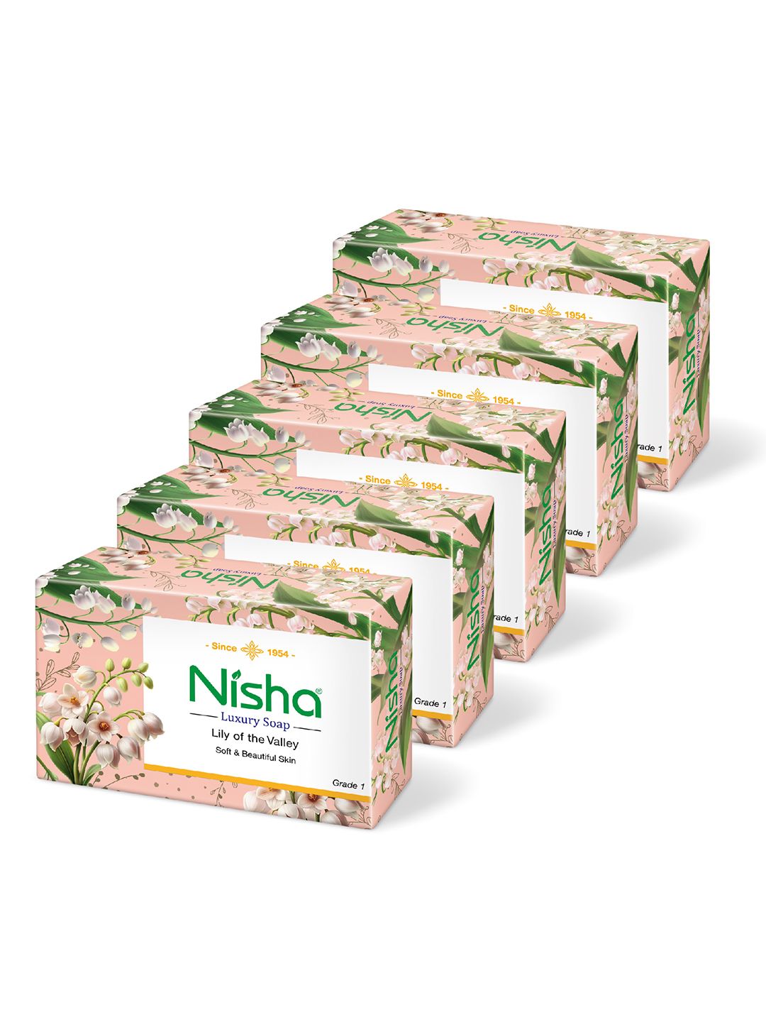 Nisha Set Of 5 Lily Cleansing Bar For Softness - 100 g Each