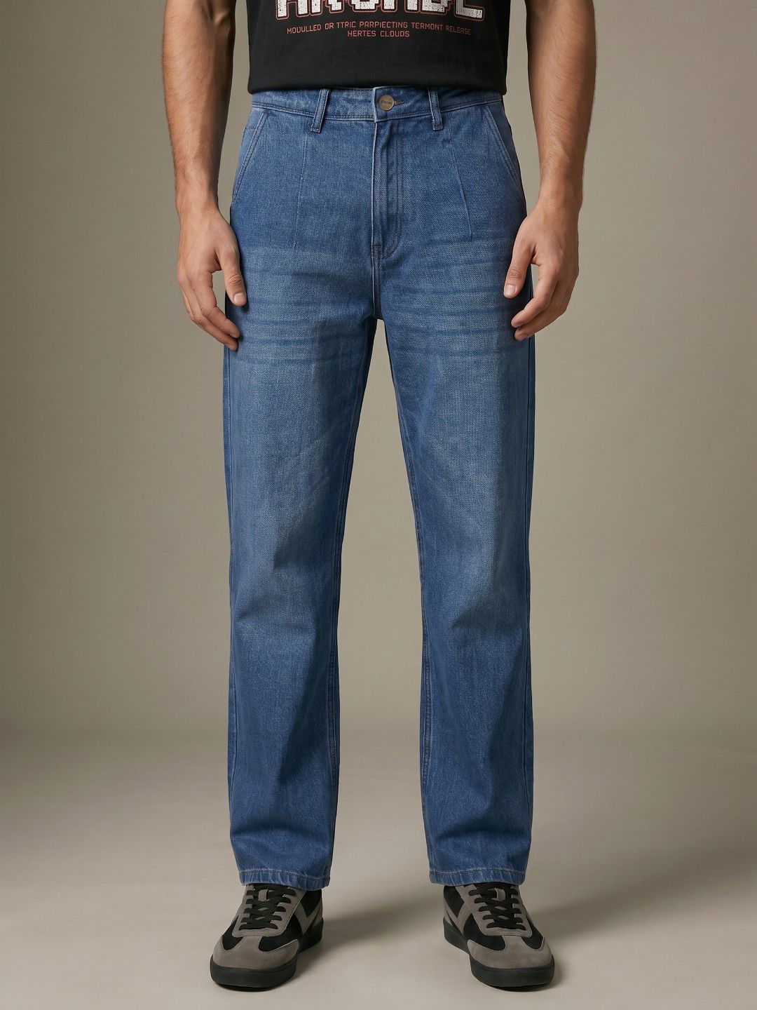 glitchez Men Pure Cotton Straight Fit Light Fade Jeans