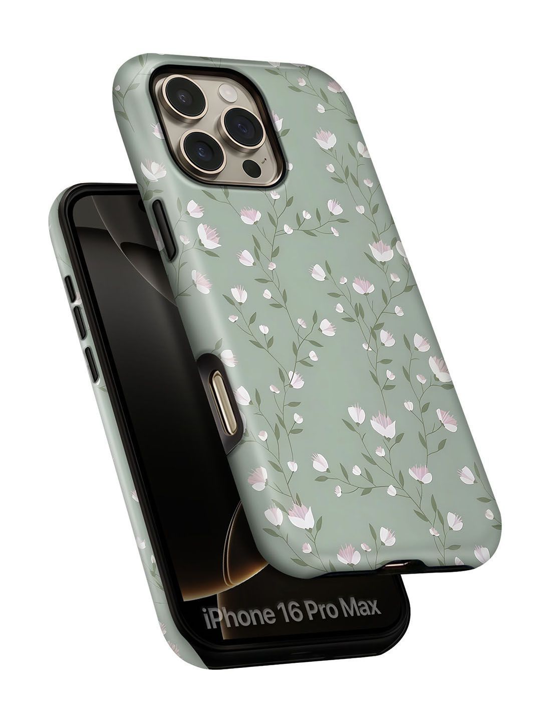 QRIOH Floral Printed iPhone 16 Pro Max Back Case Mobile Accessories