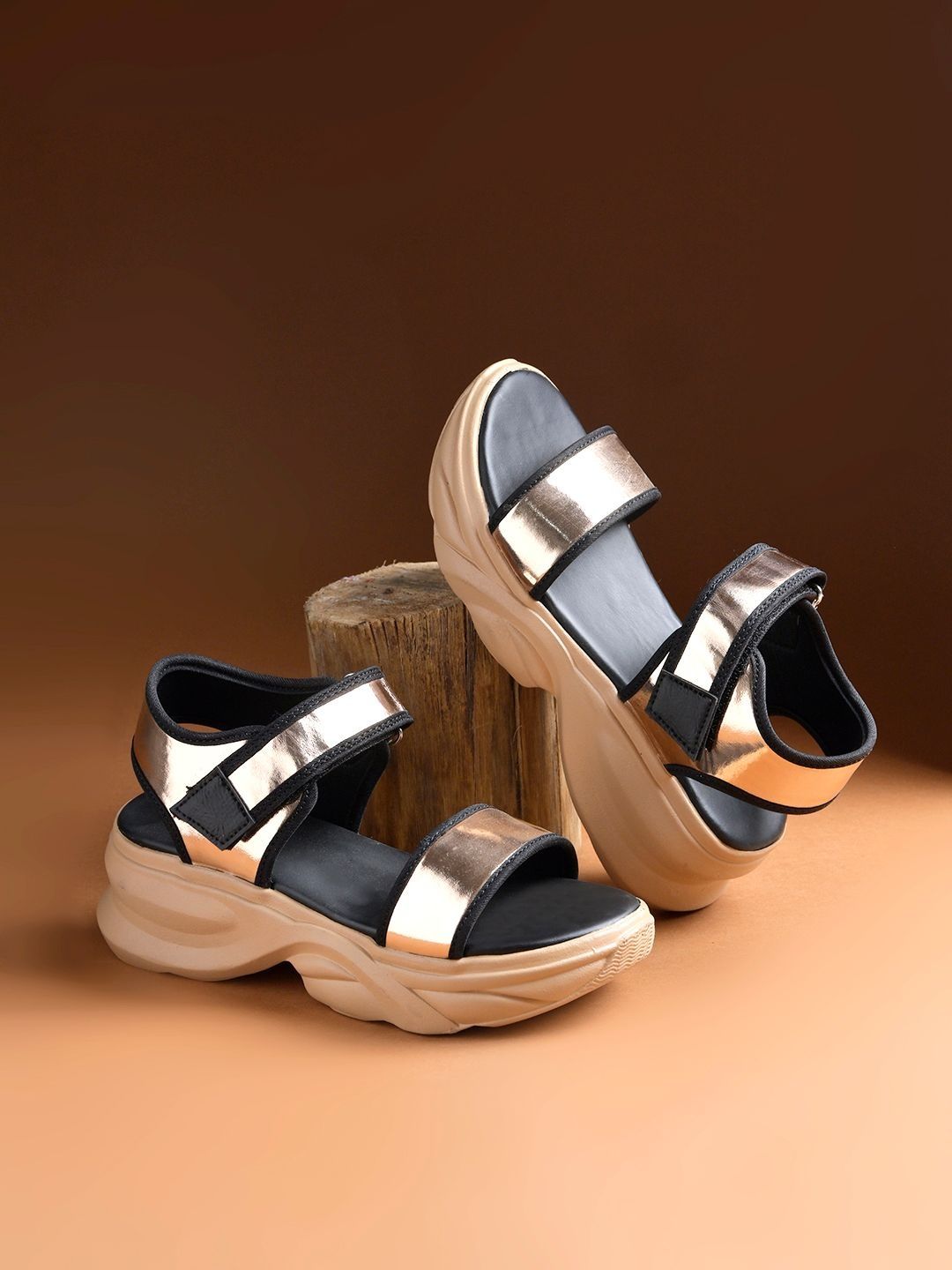 Shoetopia Colourblocked Flatform Sandals