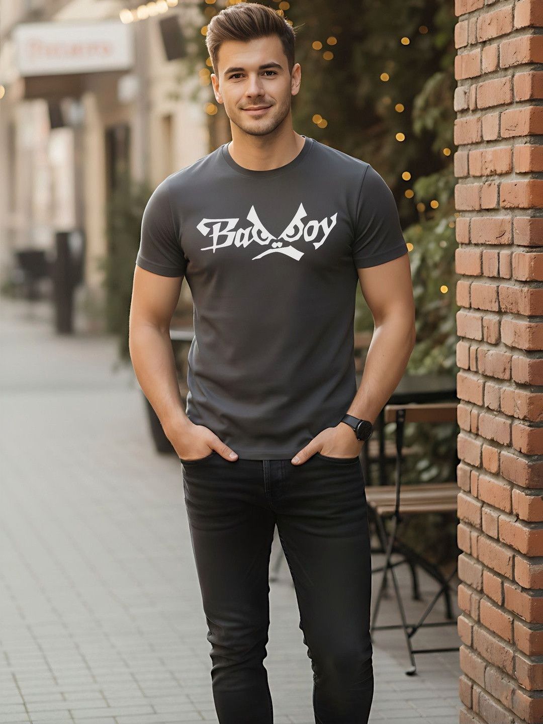 SYMBLANCE Men Typography Printed T-shirt