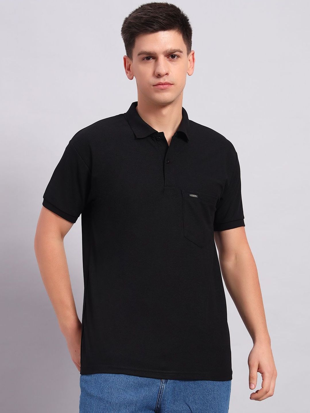 Resilience Black Polo Collar Regular Fit T-shirt