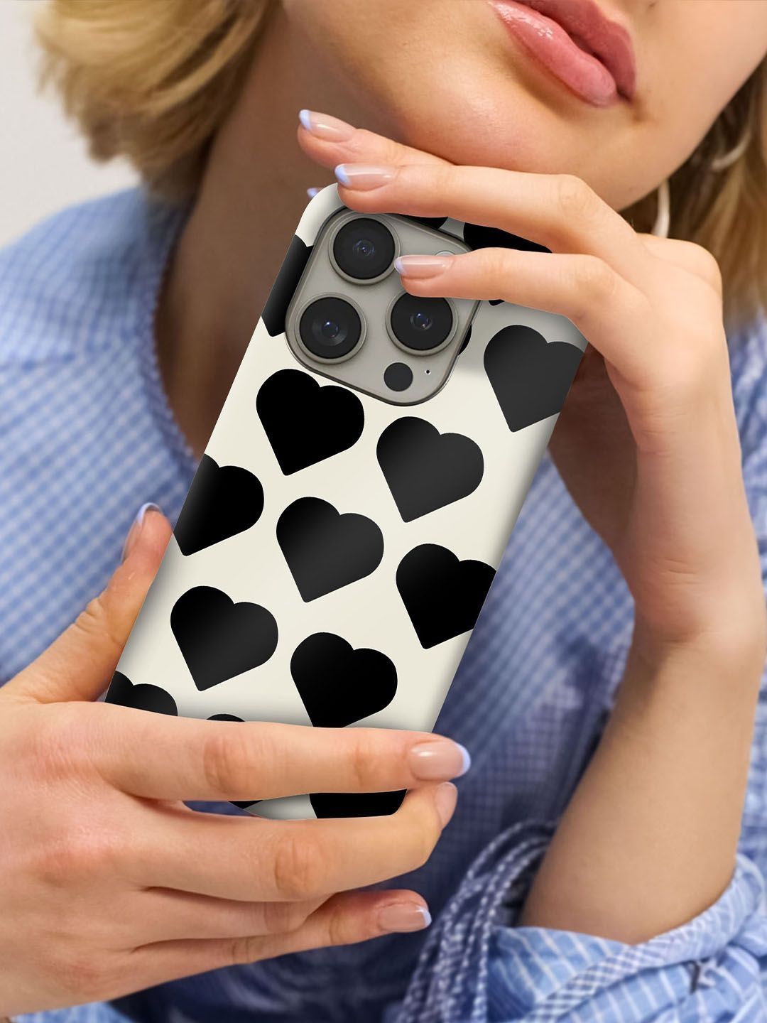 QRIOH Geometric Printed iPhone 16 Pro Max Back Case Mobile Accessories