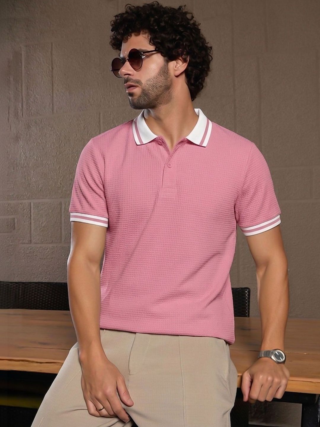 THE BEETEL HOUSE Men Polo Collar T-shirt
